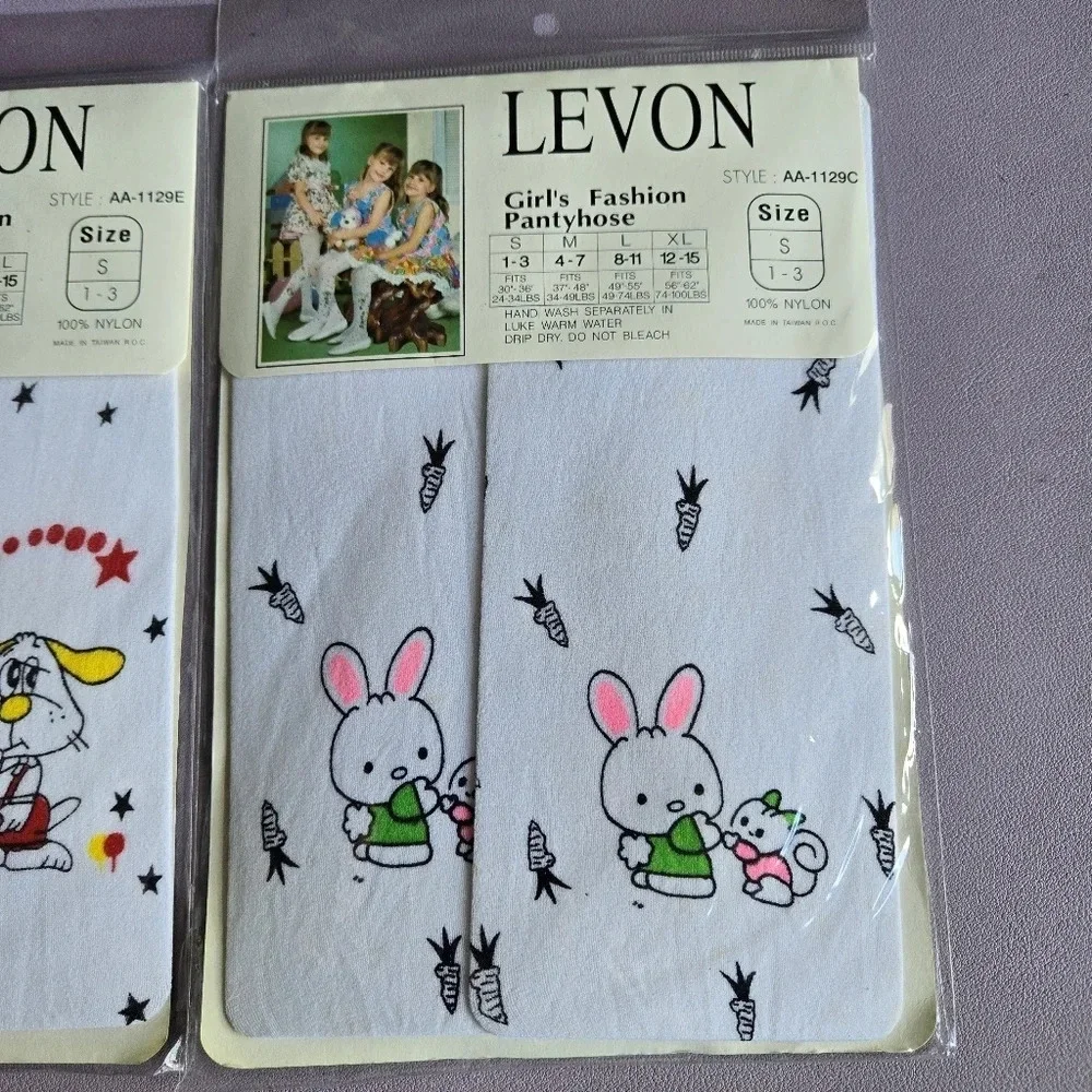 Levon Vintage 80s Girls White Pantihose Bundle of 2 New With Tags Size‎ S (1-3)